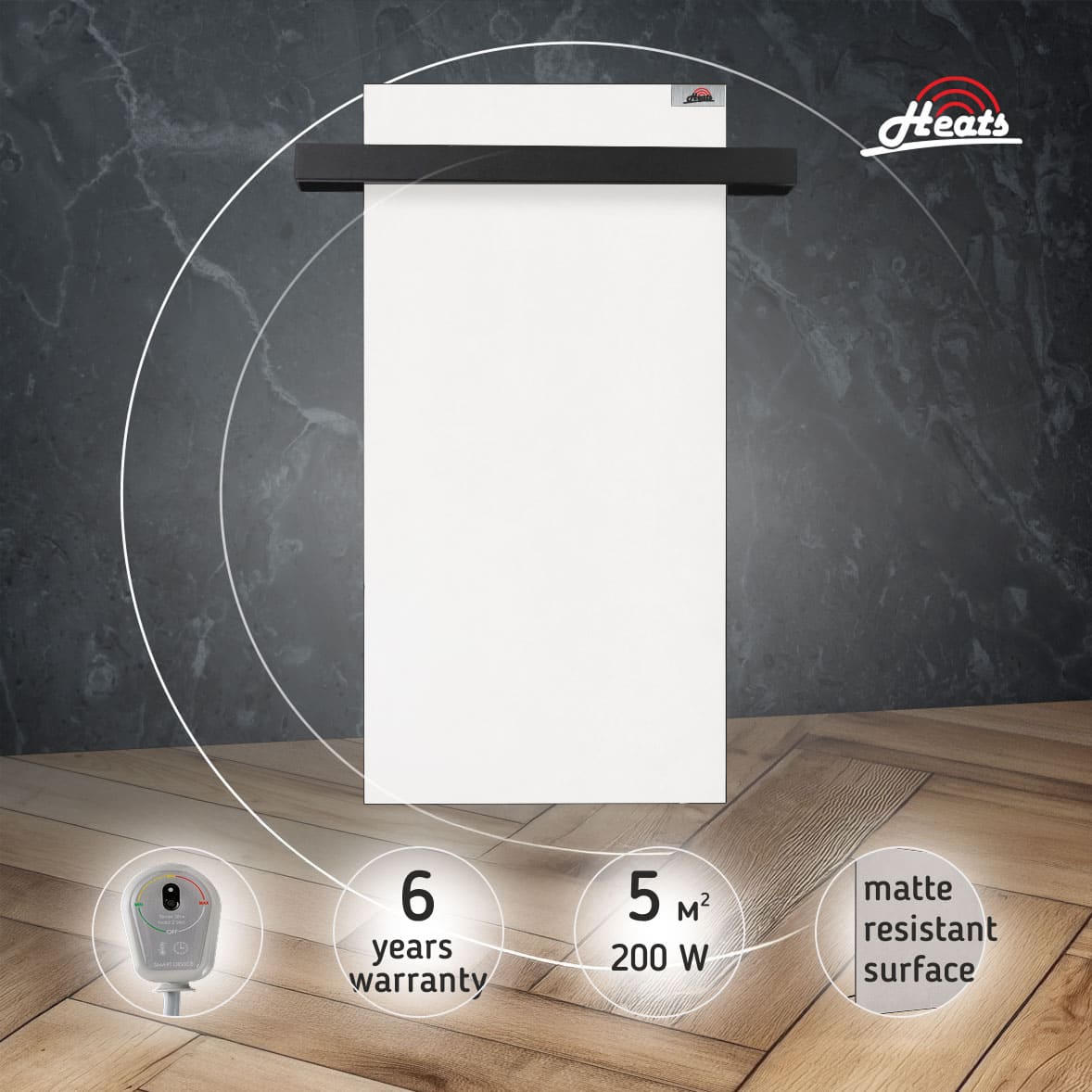 Towel Dryer Heats 200 White with Plug-in Thermostat