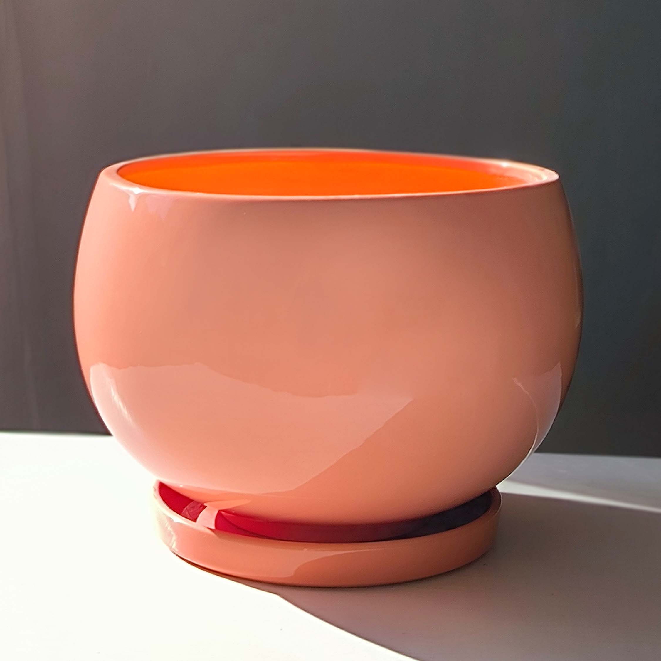 Горщик для квітів керамічний Куля 4,5 л Помаранчевий p012