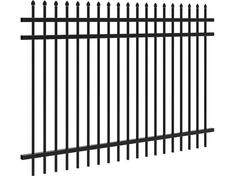 Ornamental Steel Fence | 3 Rail | Pressed Point | 6' x 8 Feet