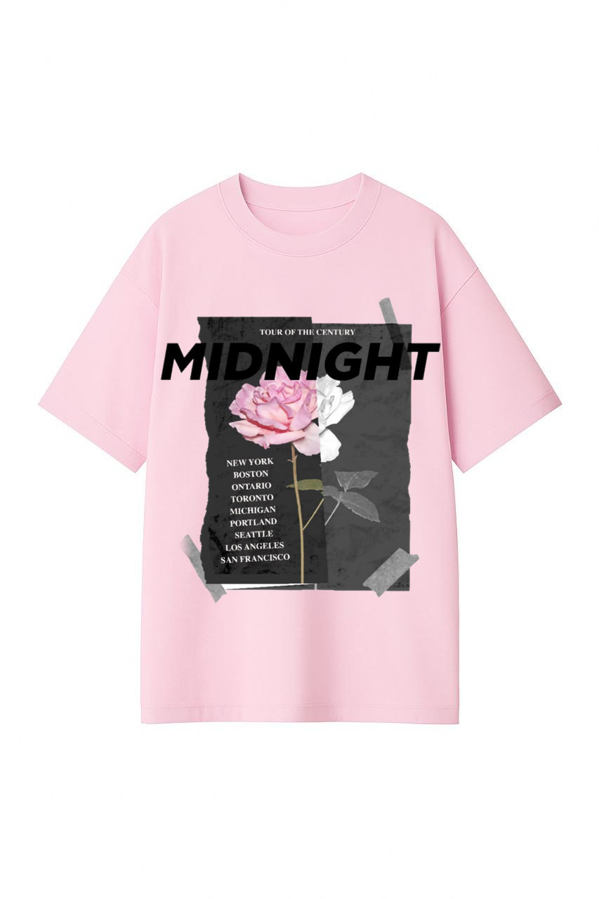 ФУТБОЛКА РОЖЕВА ОВЕРСАЙЗ З ПРИНТОМ 