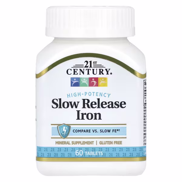 21st Century, Slow Release Iron, High Potency, 45 mg, 60 Tablets