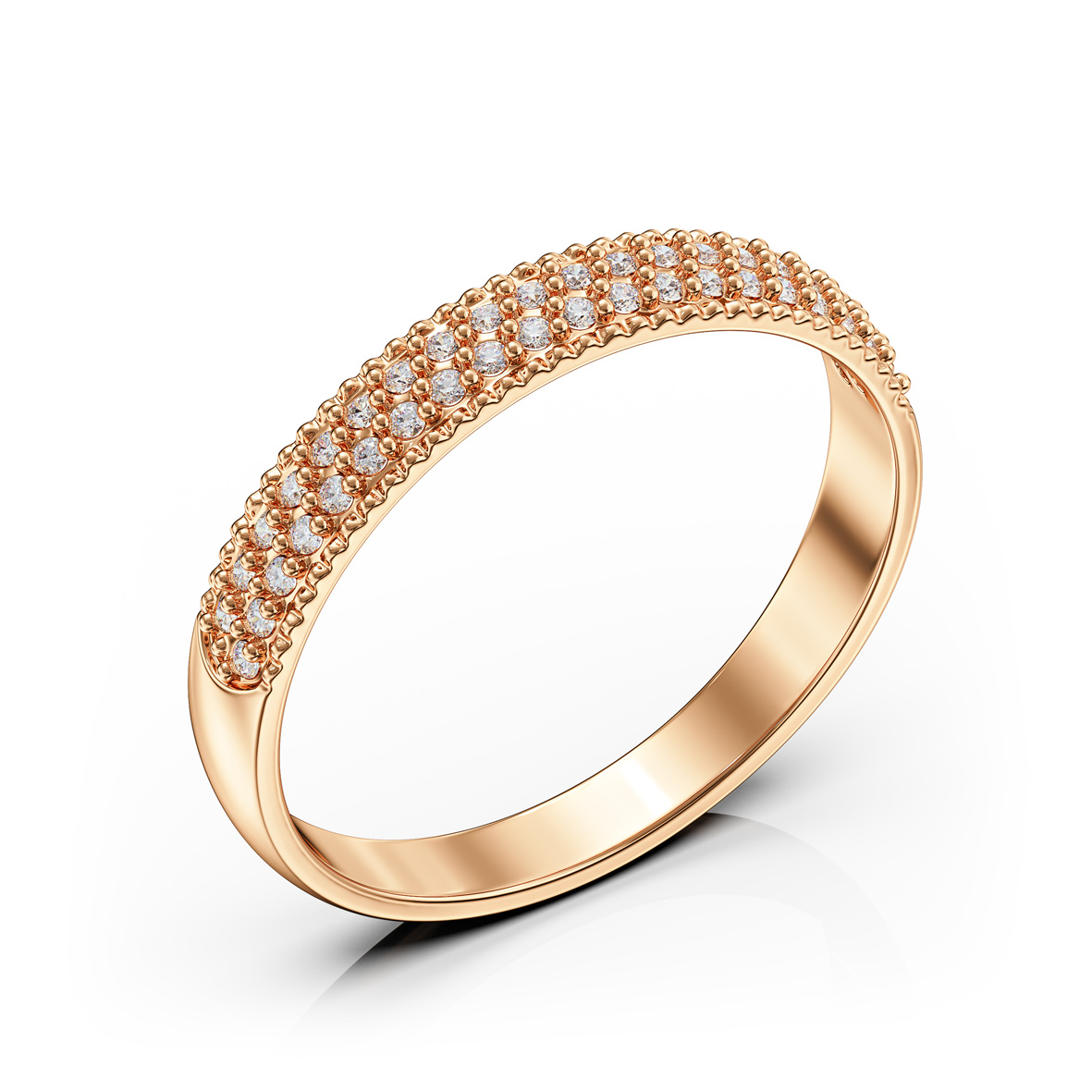 Goldring „Doppio“ mit Zirkonia – 585er Rotgold