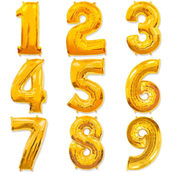 Фольговані кульки цифри 0-9 золото