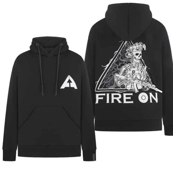 Демісезонне тактичне худі "А.Т.А.К.А. x FIRE ON КОФТА HOODIE BLACK" від українського бренду "A.T.A.K.A".