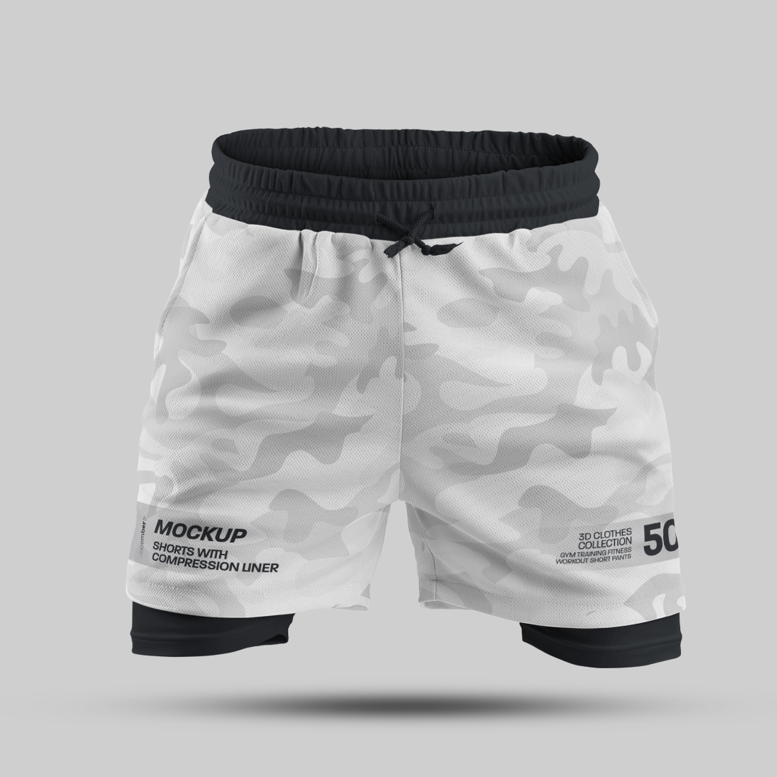 7 Men`s 3D Mockups Shorts with Compression Liner