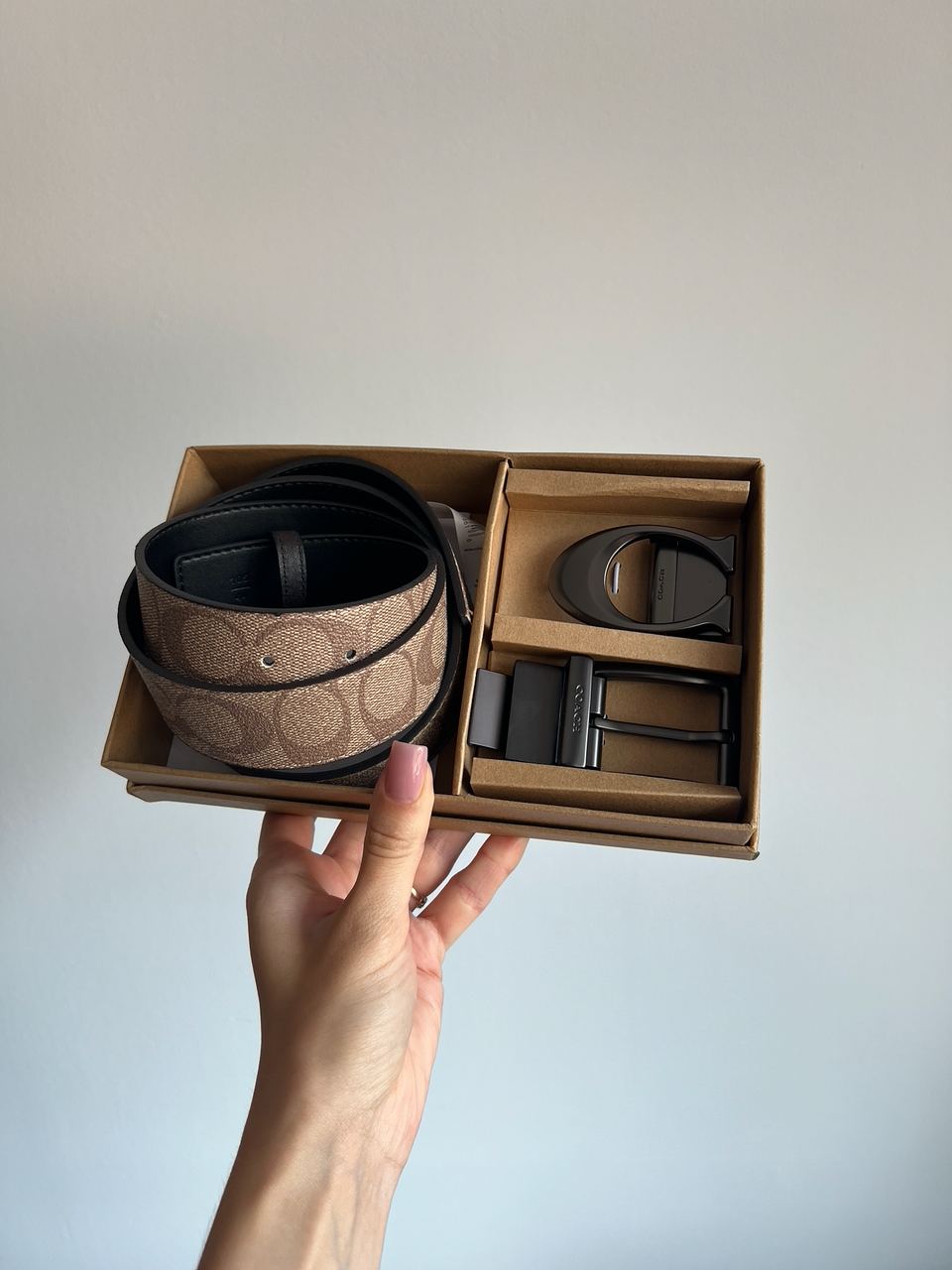 Coach Belt Kit Beige Canvas/Black Fittings