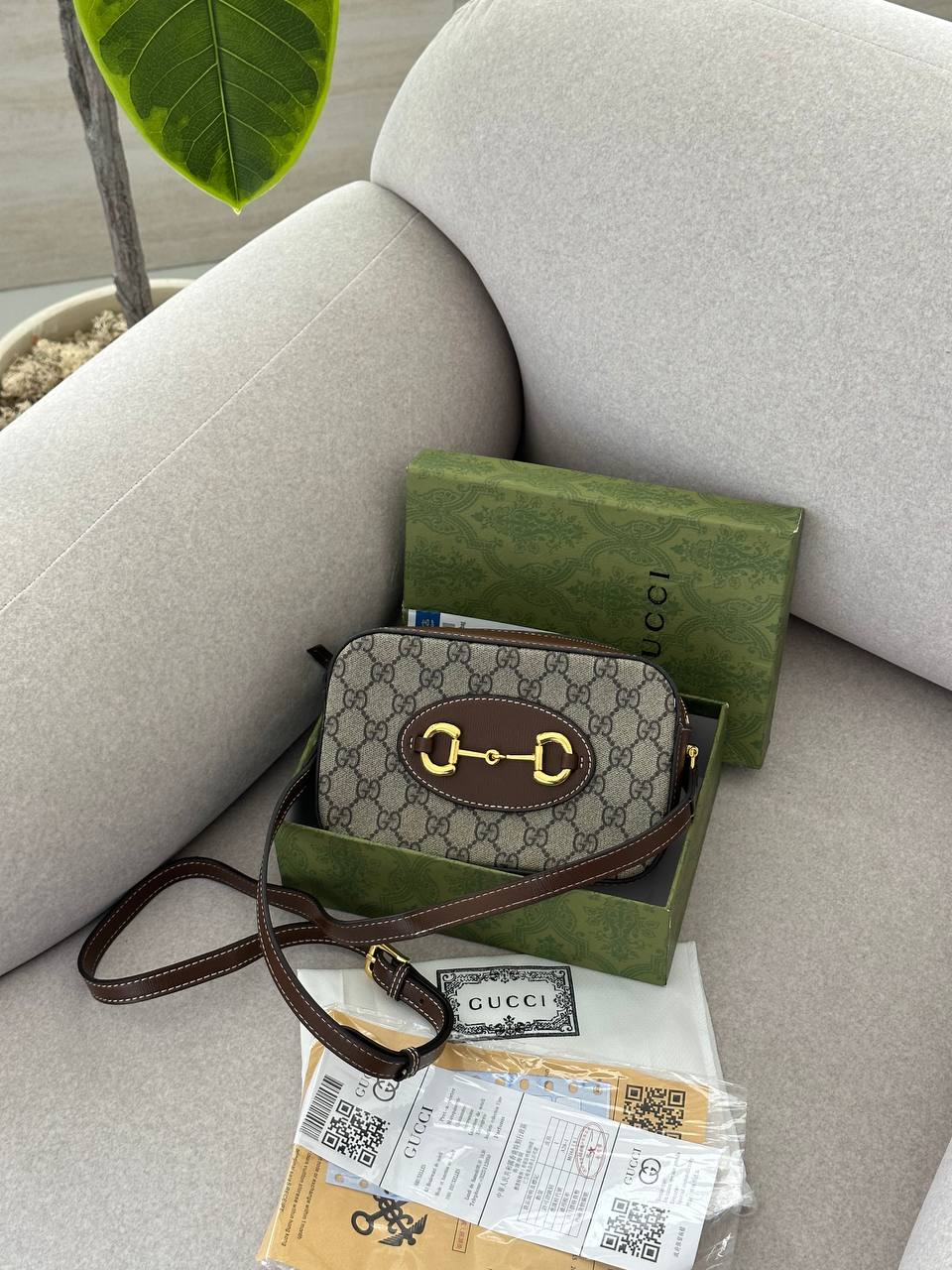 Gucci Horsebit 1955 Small Shoulder Bag Brown