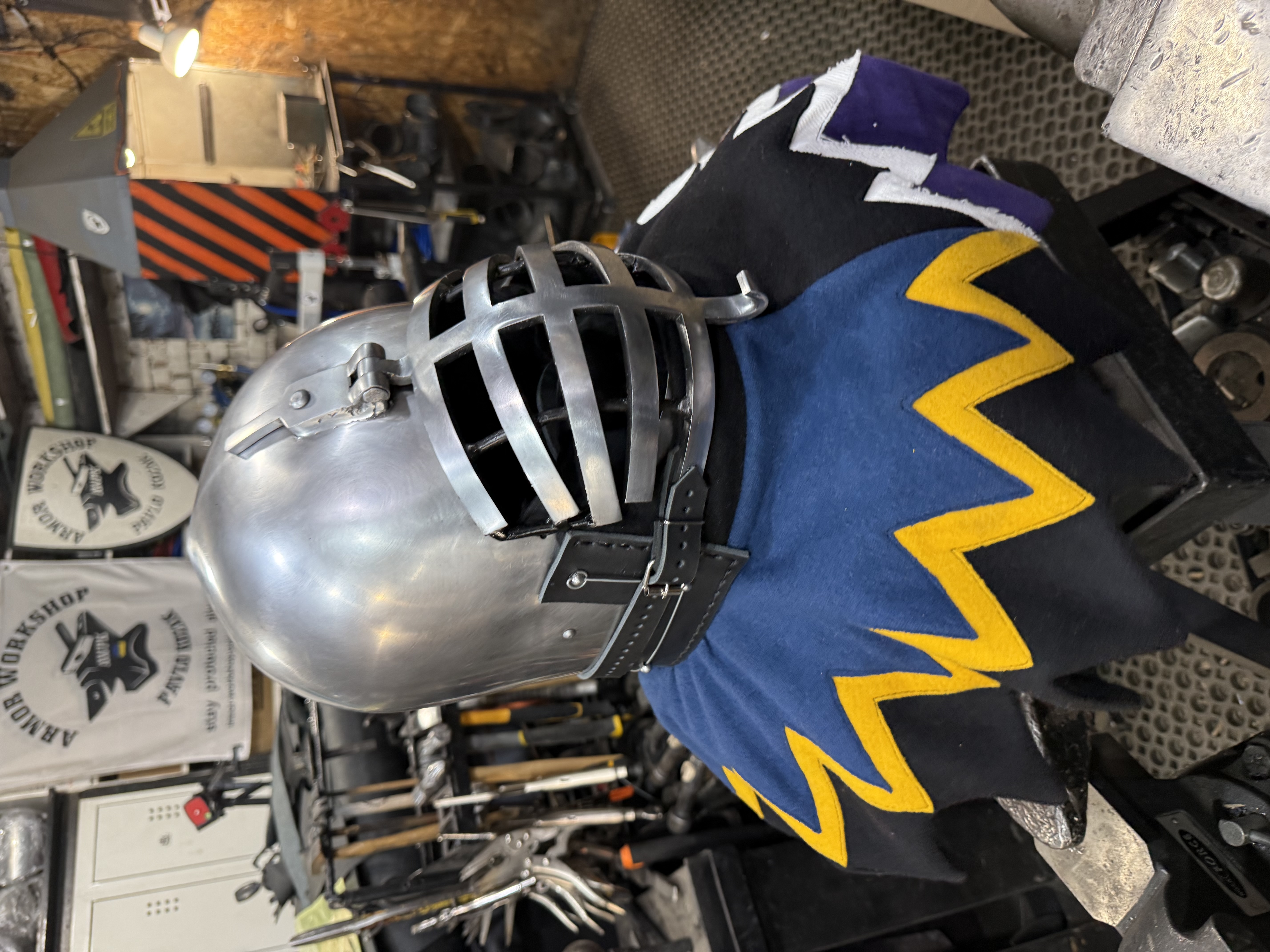 Armor helmet Bascinet Wolf ribs “ fabric style”