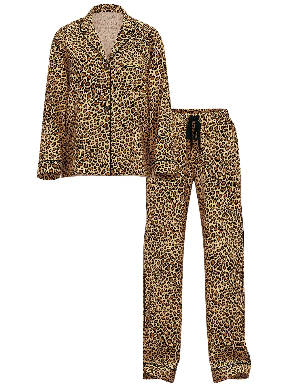Піжама Flannel Long Pajama Set Safari Gold Leopard