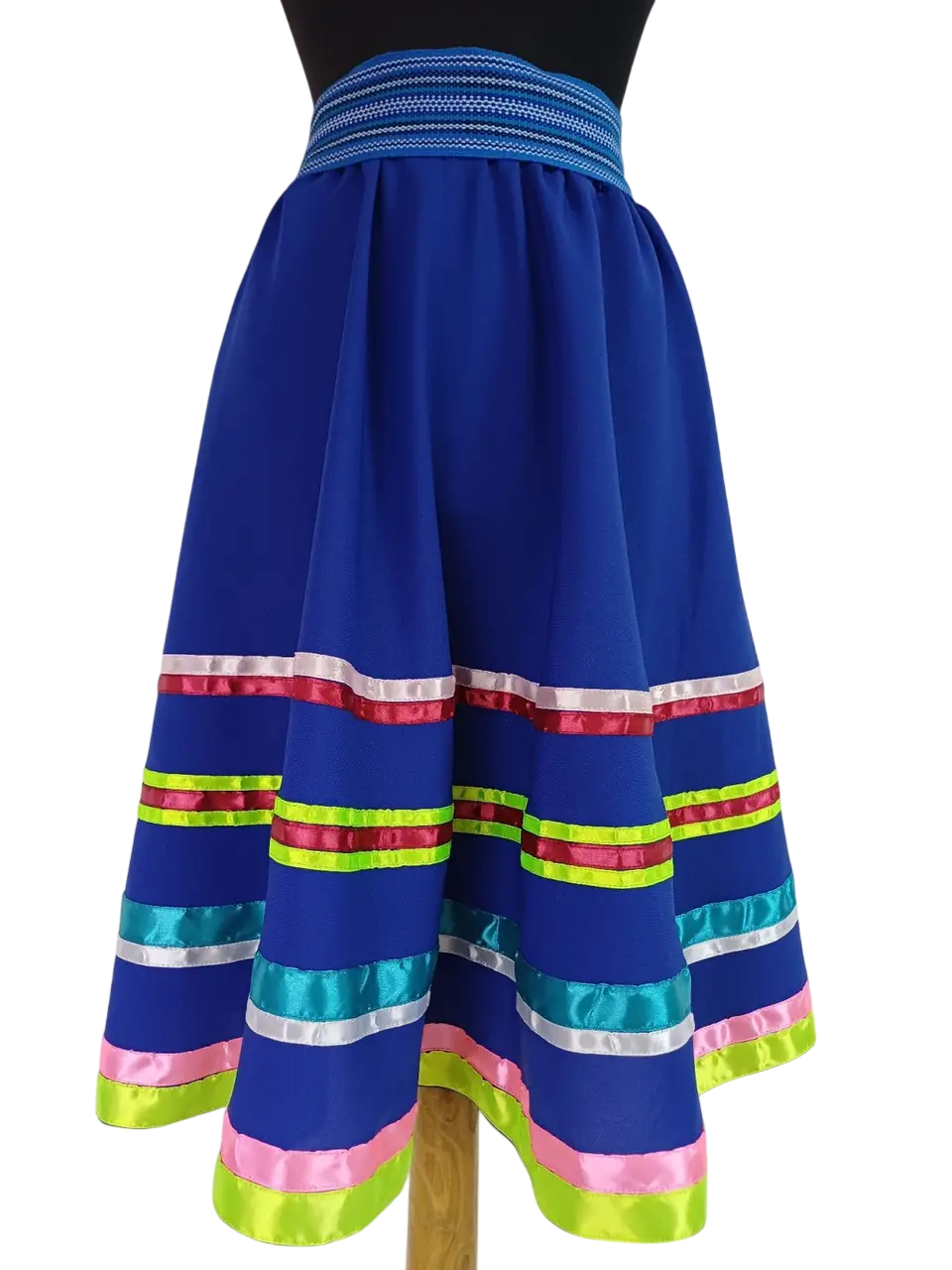 Спідниця напівкльош зі стрічками синя