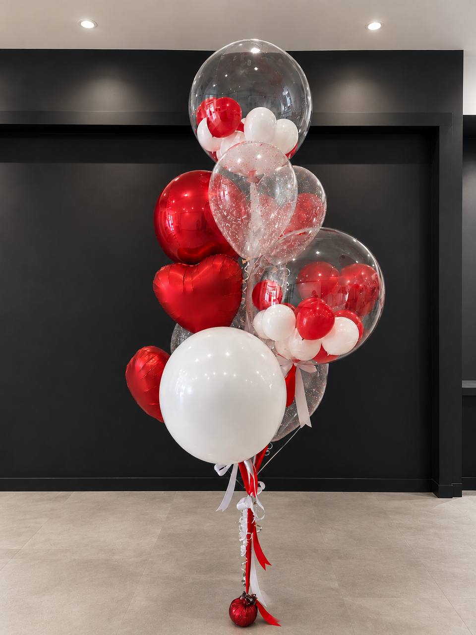 Red and White Balloon Bouquet