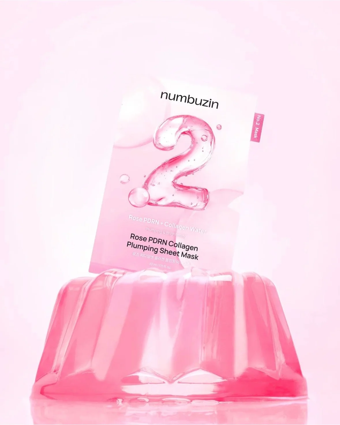 Numbuzin Тканинна маска для обличчя з колагеном та PDRN, 33 мл – No.2 Rose PDRN Collagen Plumping Sheet Mask