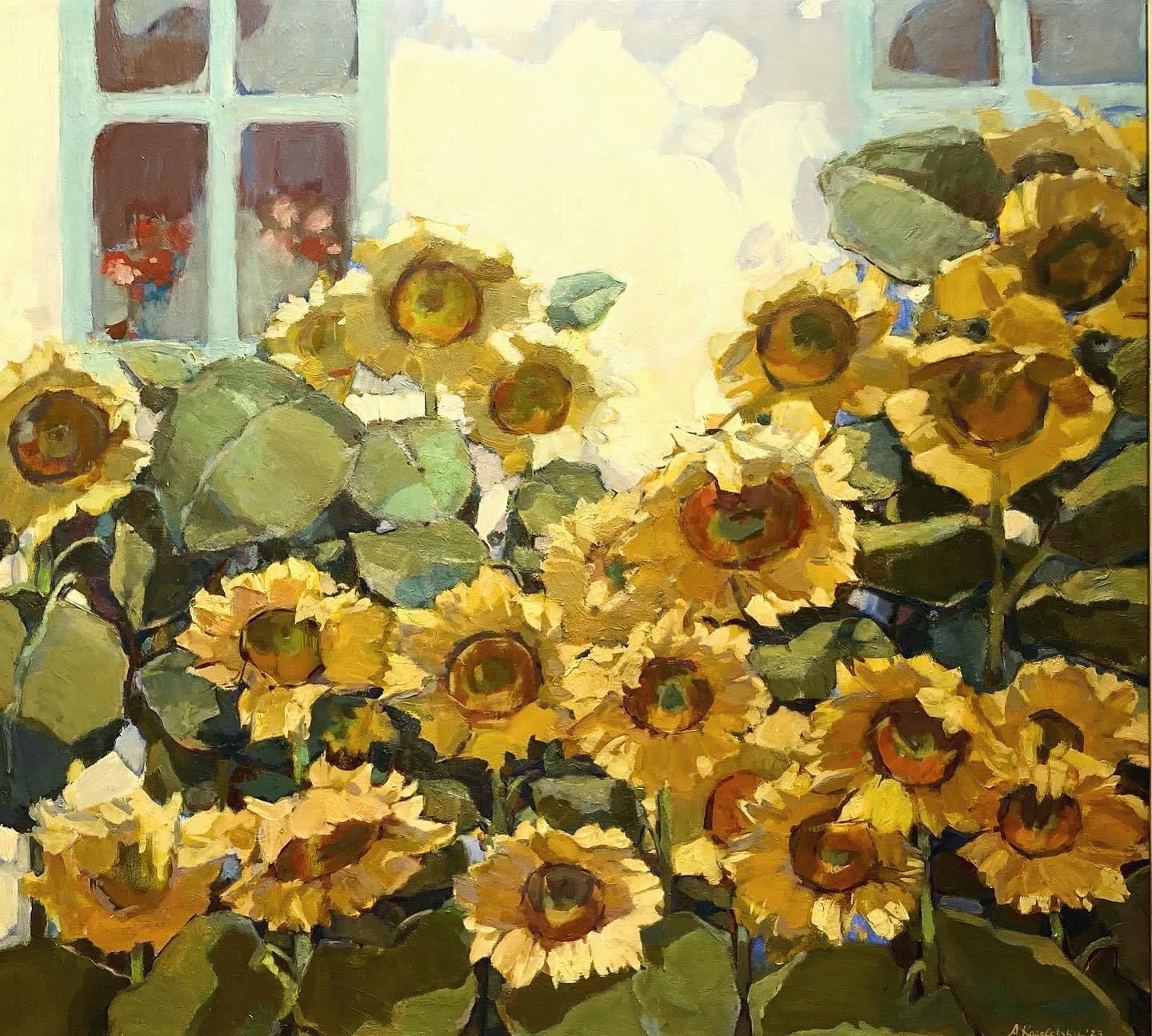 Constellation of sunflowers, 2023, 95x105 sm, oil on canvas