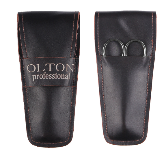 Манікюрний набір Olton у шкіряному чохлі на 3 позиції (нашкірниці M+ топірець-пушер + ножиці H-100)