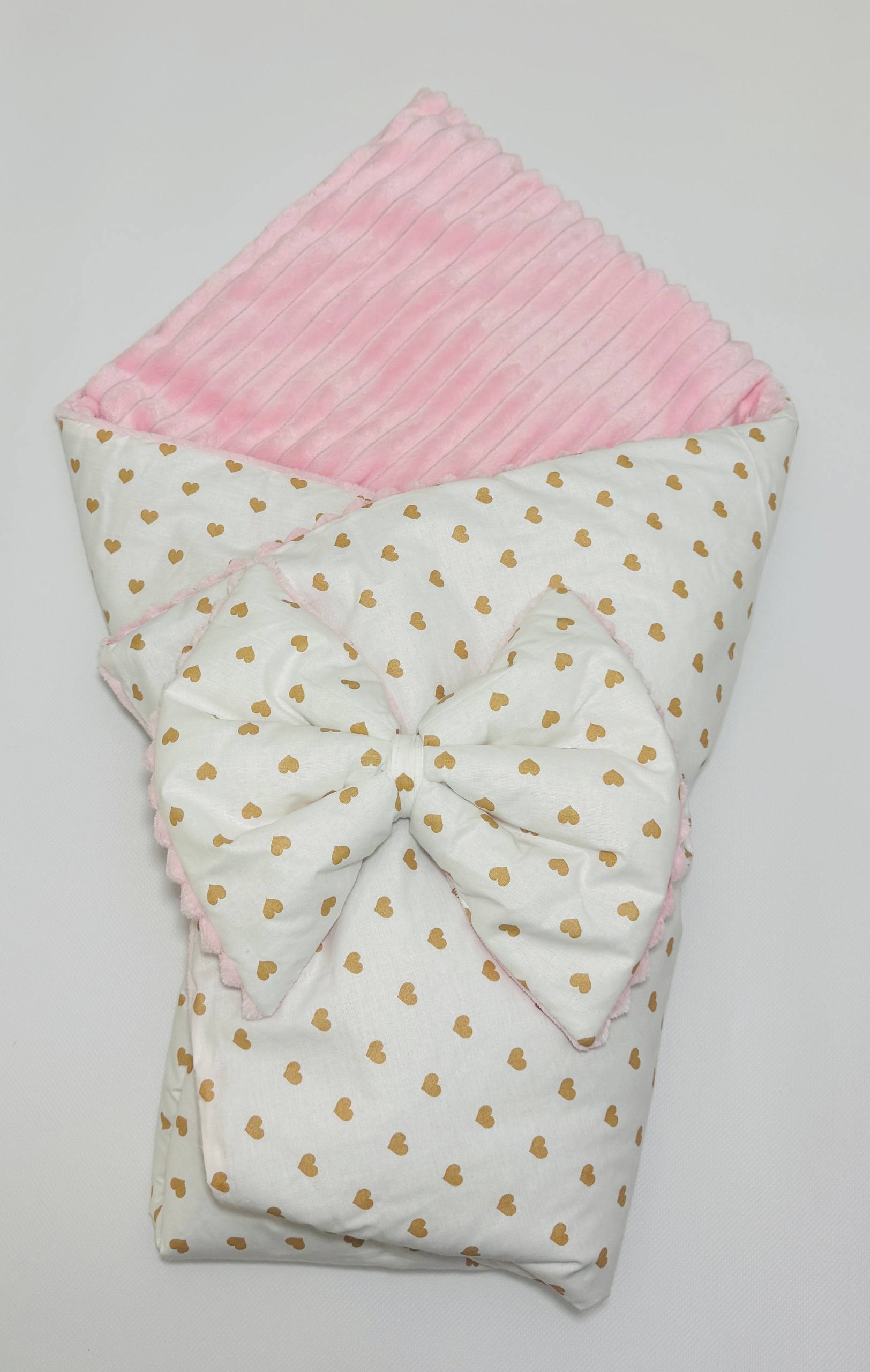 Теплий конверт-плед зі знімним синтепоном і бантом (бавовна+плюш)