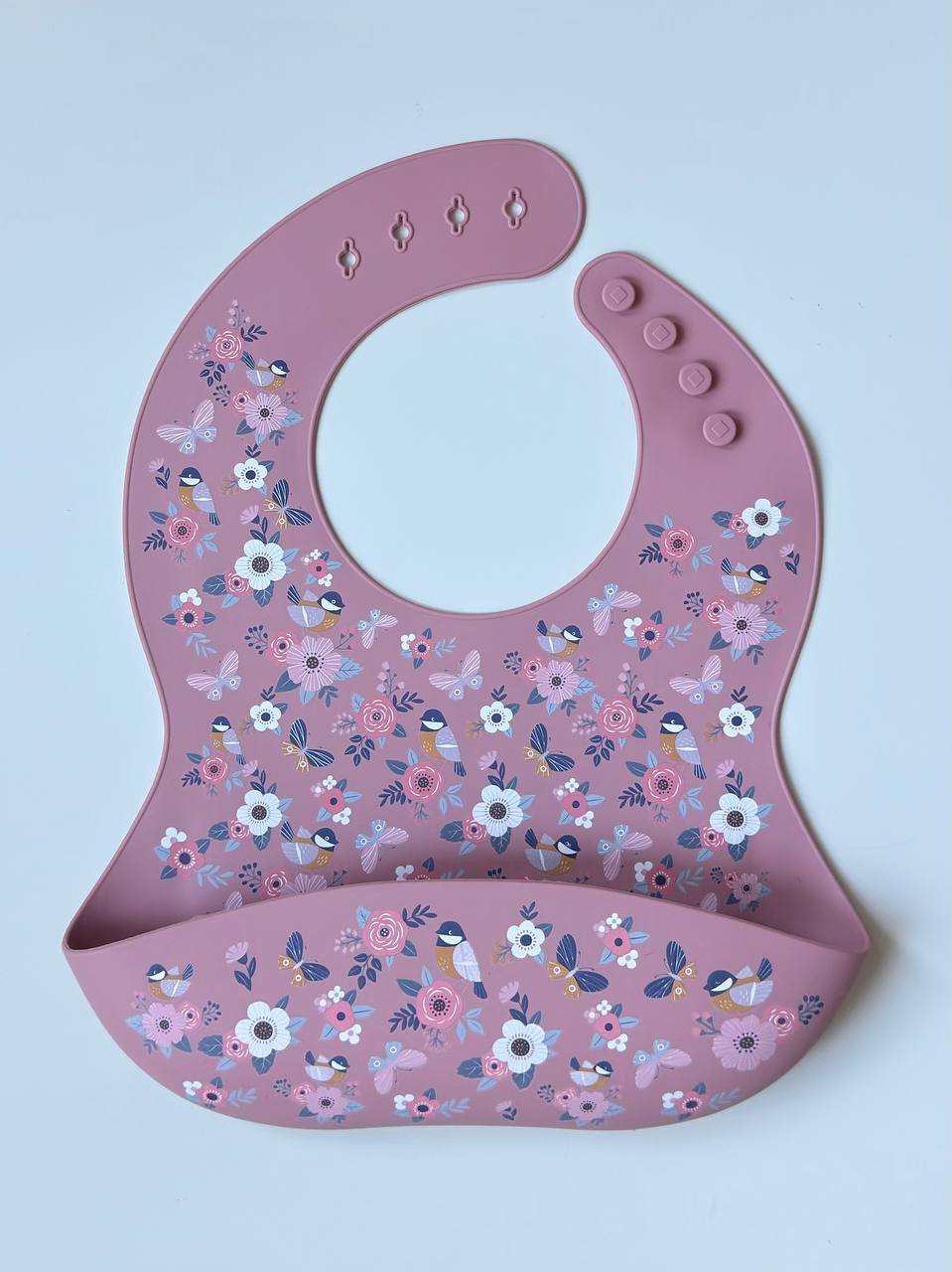 Силіконовий нагрудник принт "Квіточки"