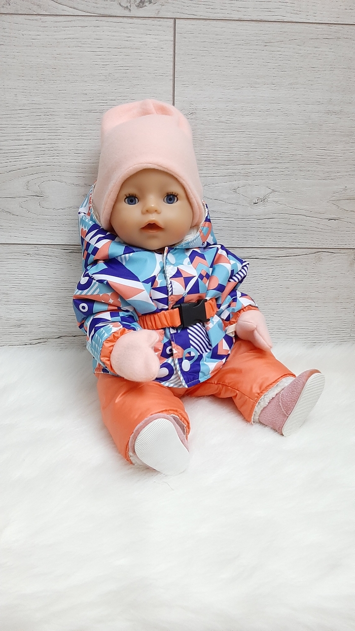 Теплий одяг для BabyBorn 43 см: зимовий комбінезон з шапкою і рукавичками ❆