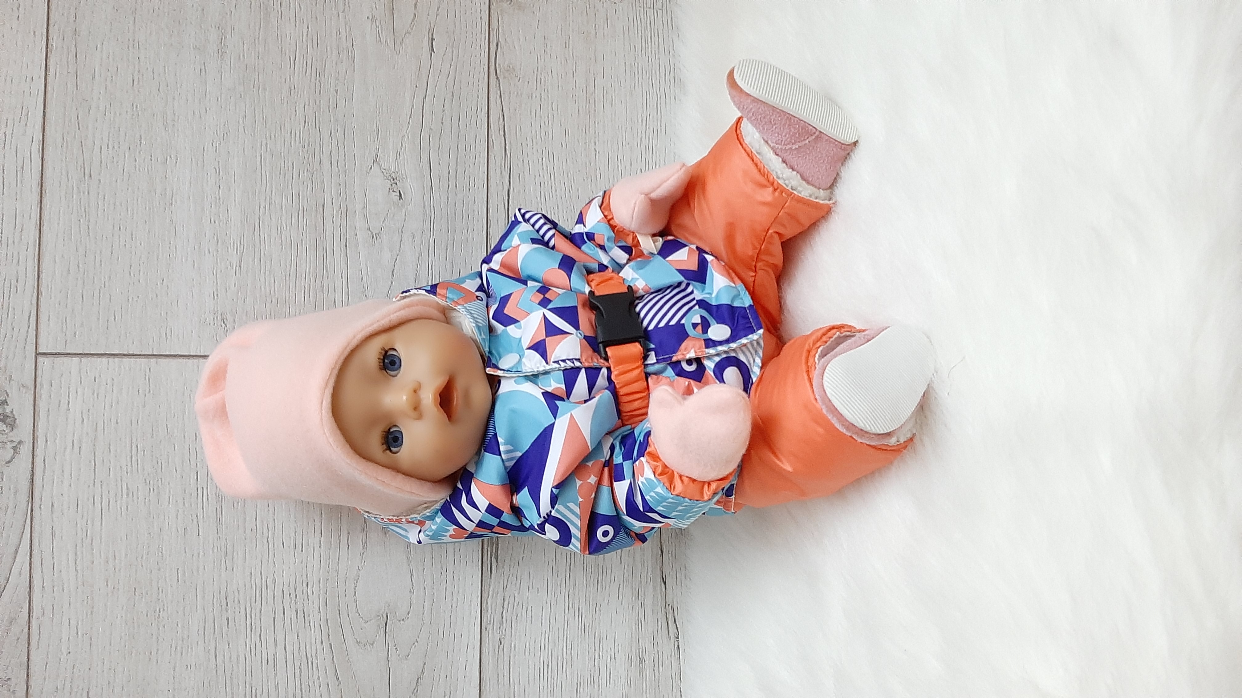 Теплий одяг для BabyBorn 43 см: зимовий комбінезон з шапкою і рукавичками ❆