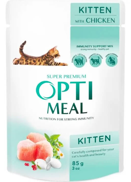 Оптіміл пауч для кошенят з куркою 85гр.