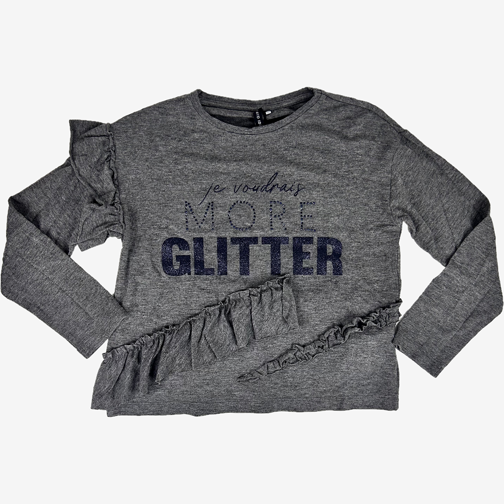 Сіра кофта оверсайз з рюшами