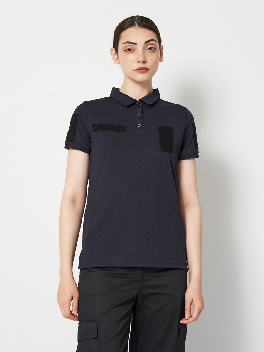 Жіноче тактичне поло UKM Coolmax з липучками темно-синє