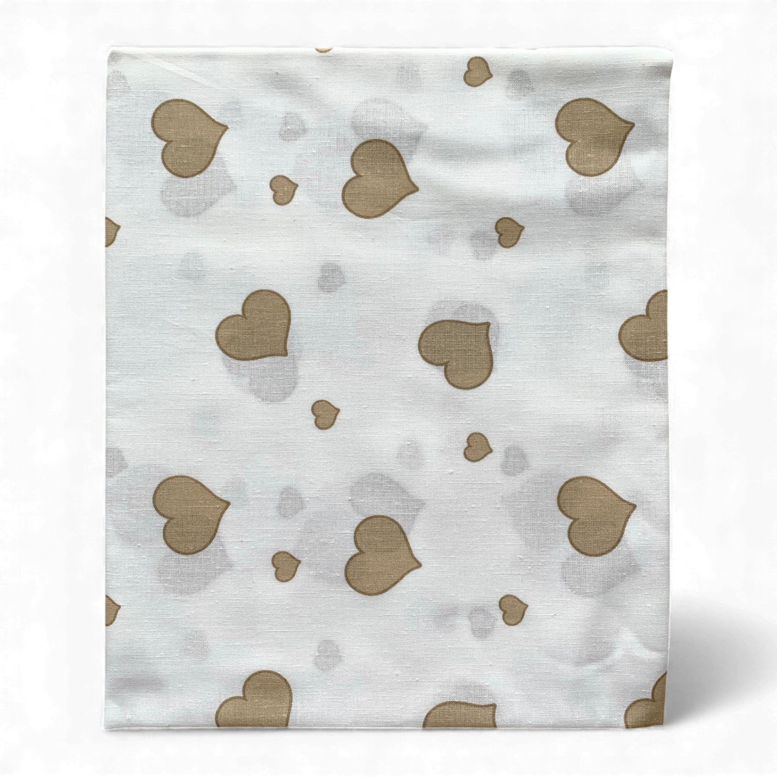 Пелюшка ситцева 110 х 100 см Сердечки бежеві на білому