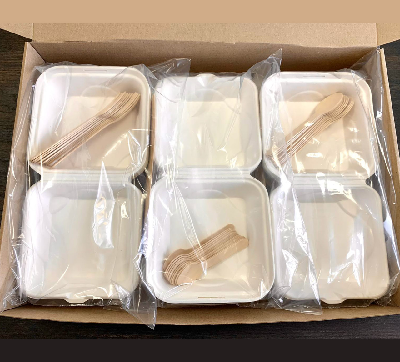 "Набір №14" для Бенто тортиків с Еко-боксами 15 см, дерев'яними приборами і пергаментом - 30 шт, 022500129