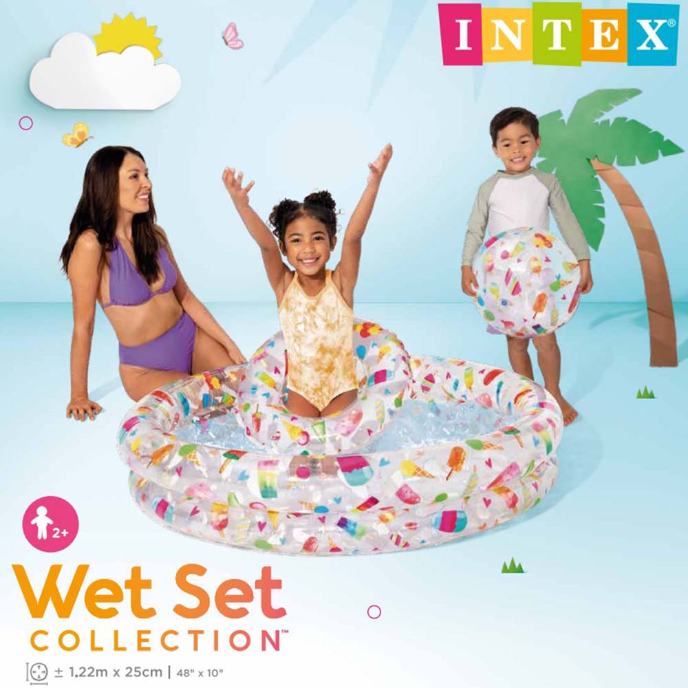 Басейн дитячий Intex 59460, "Морозиво" 122*25 см з м'ячиком та кругом