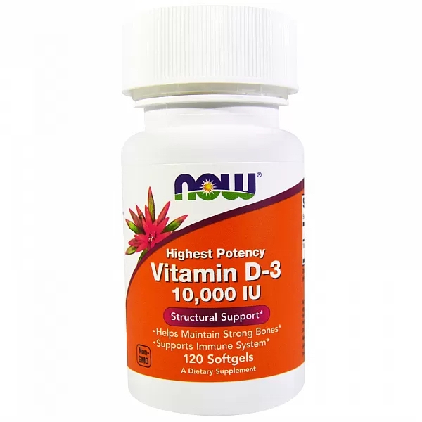 NOW Foods Vitamin D3 10 000 IU – 120 софтгель капсул