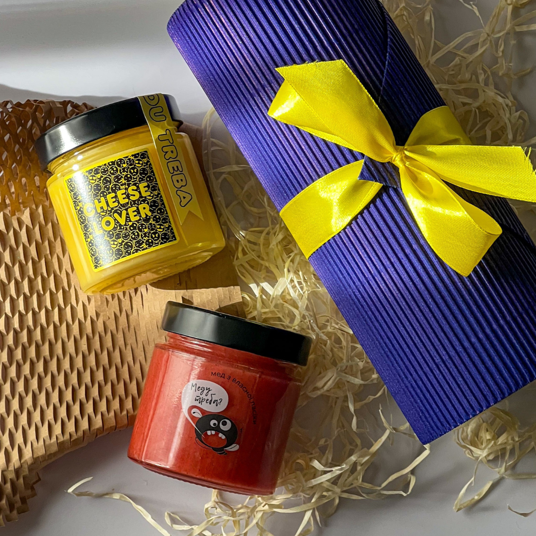 Подарунковий набір "Україна" – крем-мед Шоколад з фундуком та Лимон-Імбір 600 г-copy