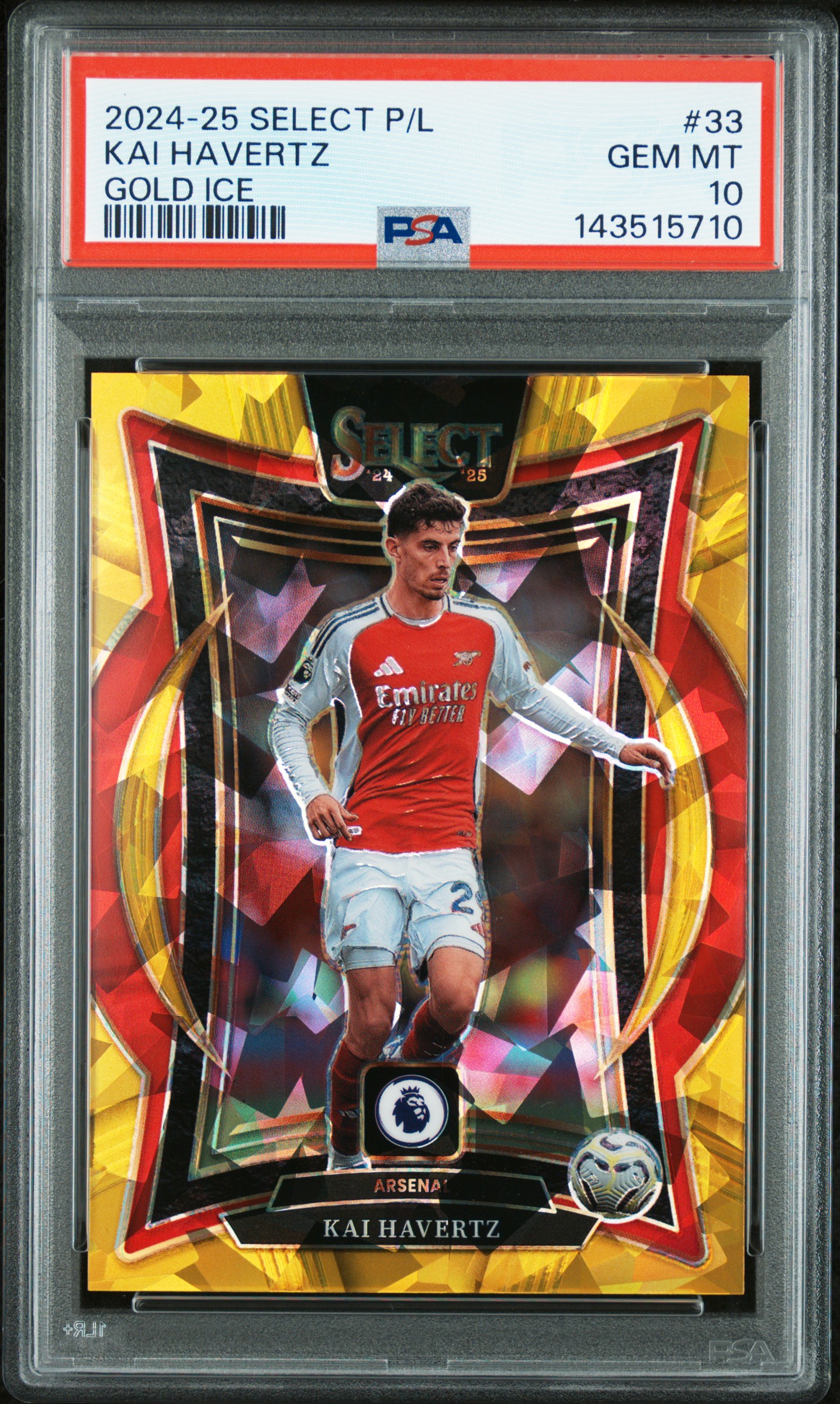 Kai Havertz 2024-25 Panini Select Premier League Gold Ice Prizm #33 06/10 – PSA 10 Gem Mint