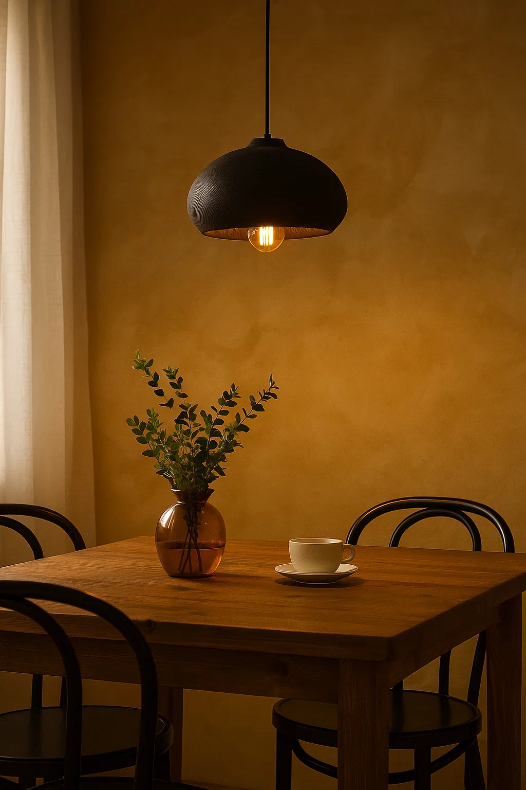 Чорна дубова люстра ручної роботи