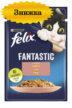 Вологий корм для котів Пуріна Фелікс (Purina Felix Fantastic) з лососем у желе, 85 г