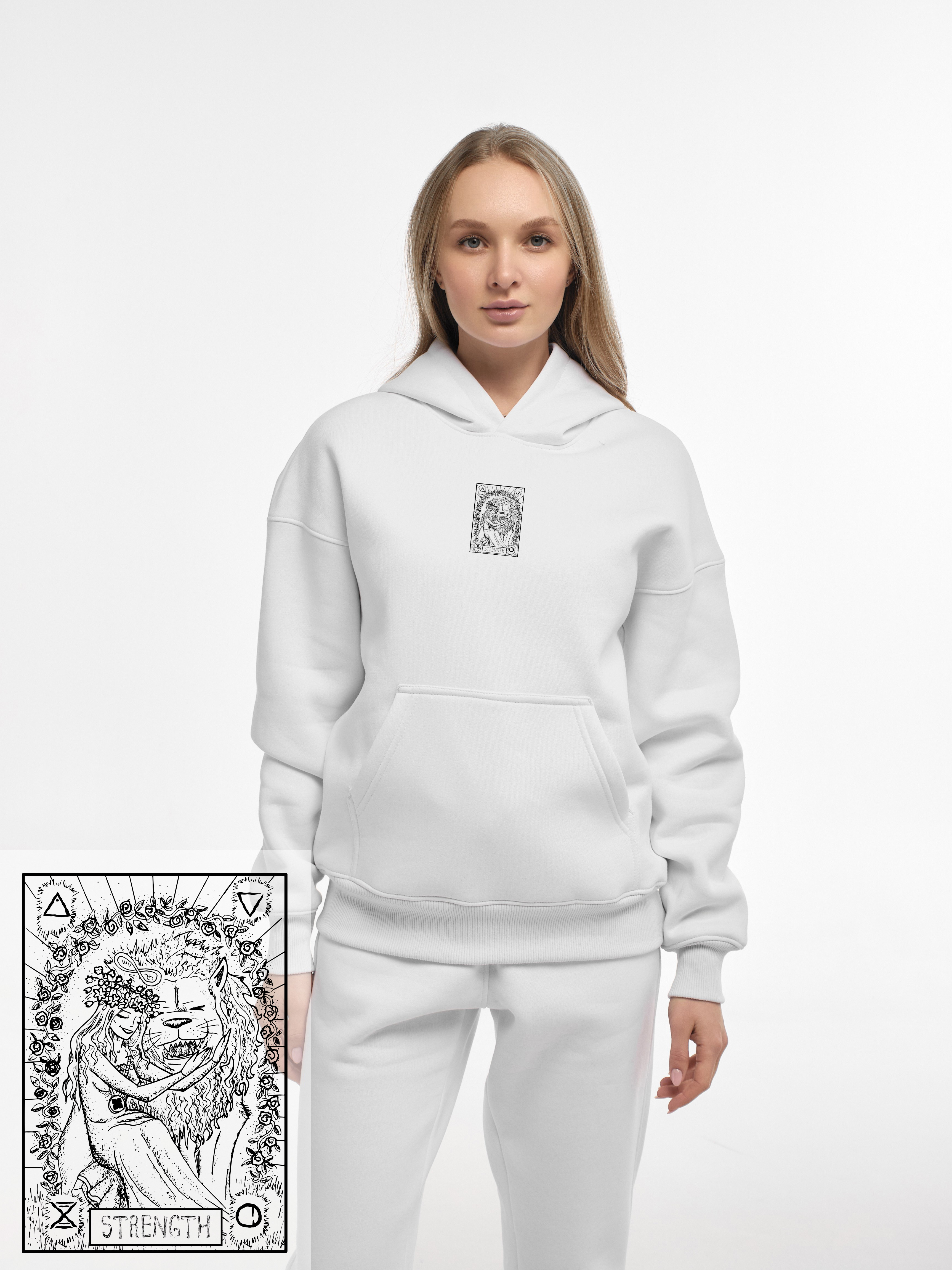 HOODIE TAROT “STRENGTH” | POCKET | WHITE EMOTION | XH1