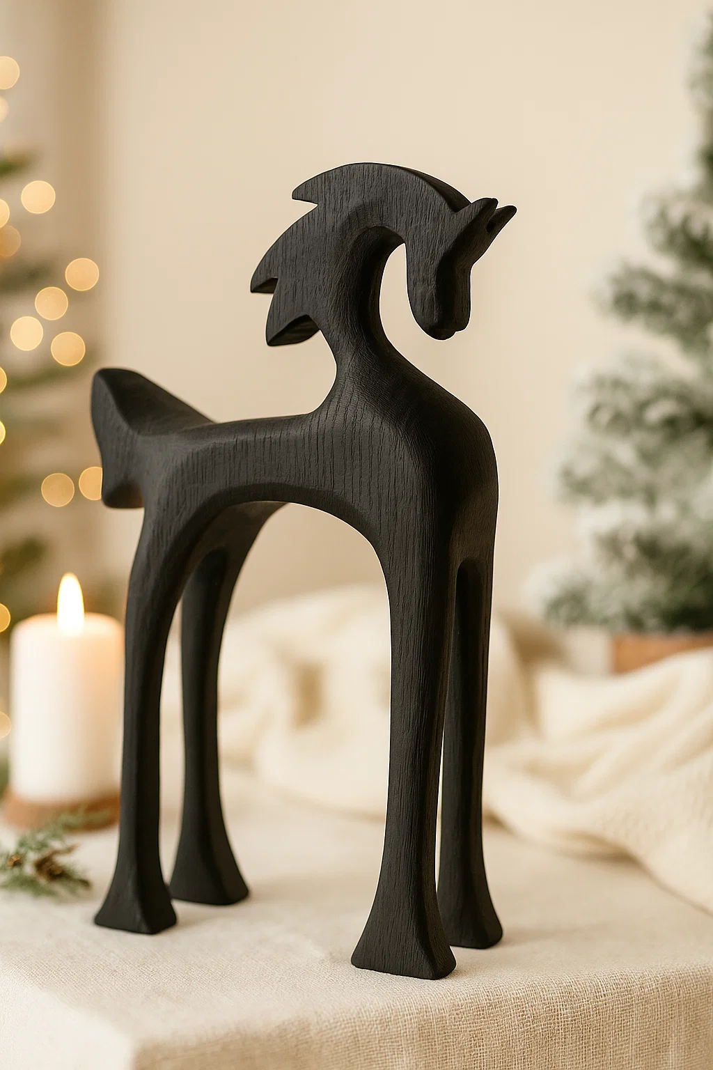 Декоративна фігура коня з натурального дерева