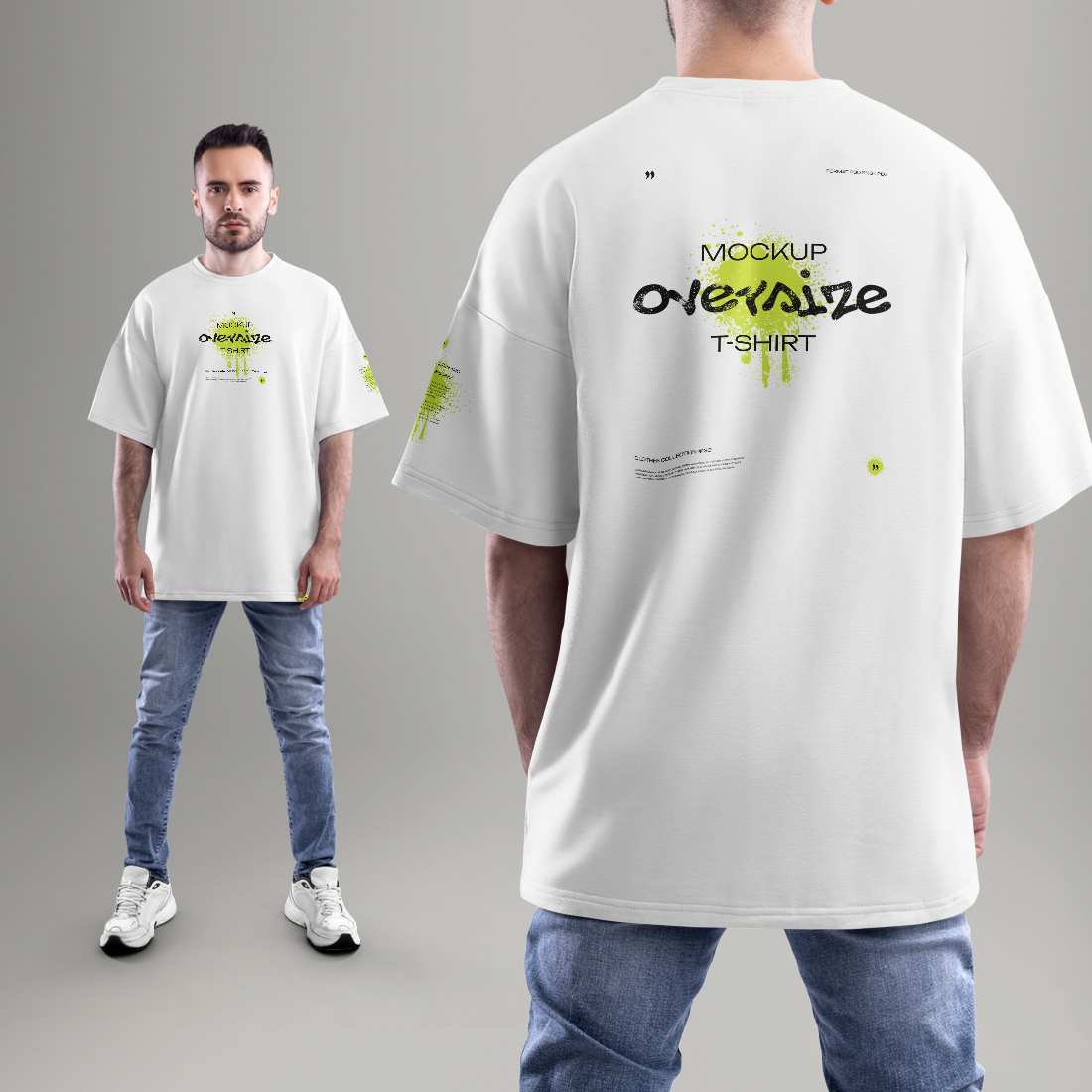 4 Full-Length Oversized Men's T-Shirt Mockups