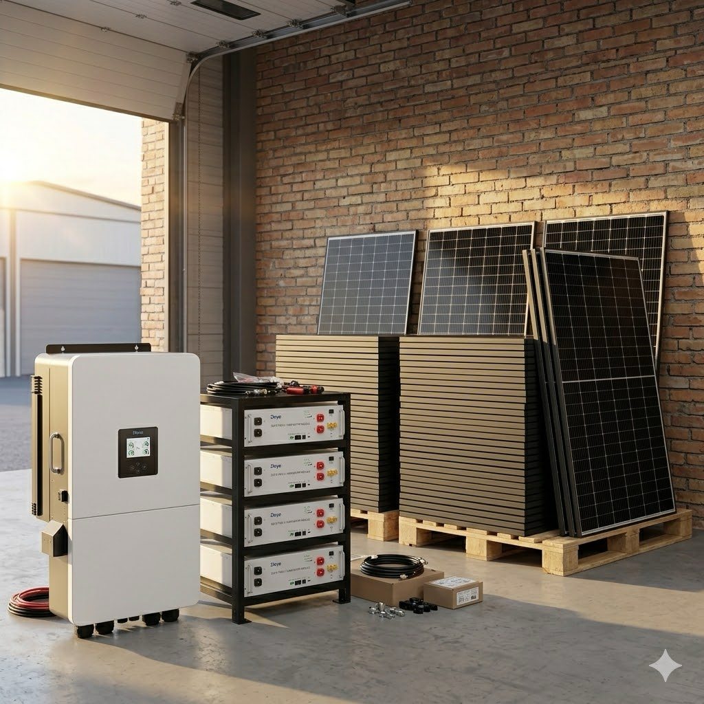 Трьохфазна сонячна електростанція 20 кВт: Deye SUN-20K-SG05LP3-EU-SM2 + 4 акумулятори Deye SE-G5.1 Pro-B + 33 панелі Jetion 620W