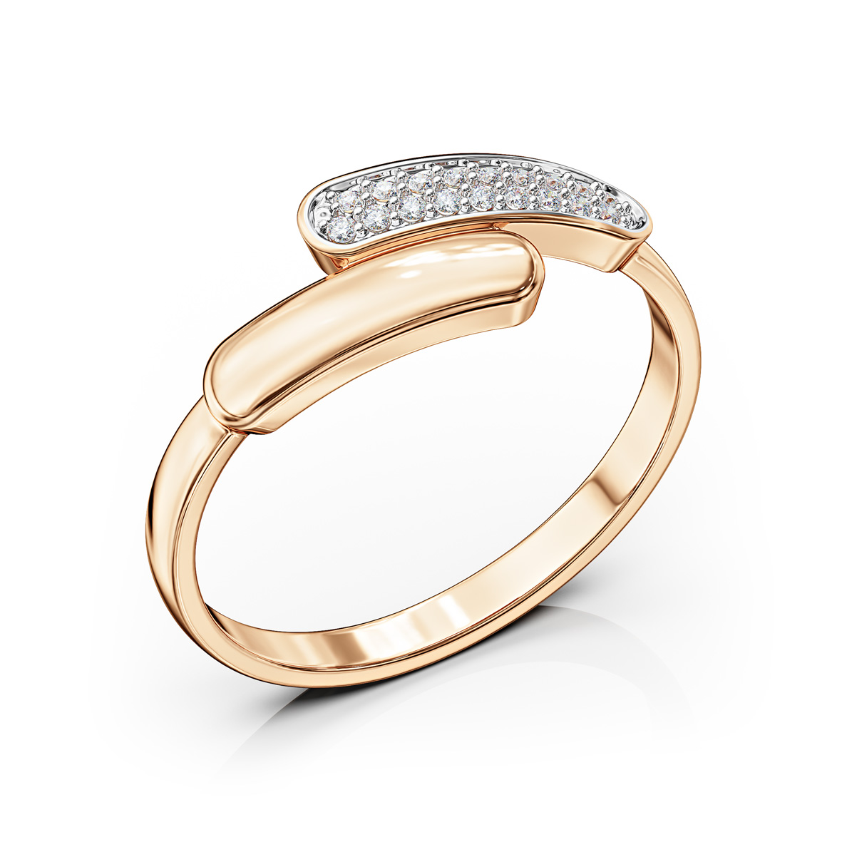 Moderner Goldring mit Zirkonia – 585er Rotgold