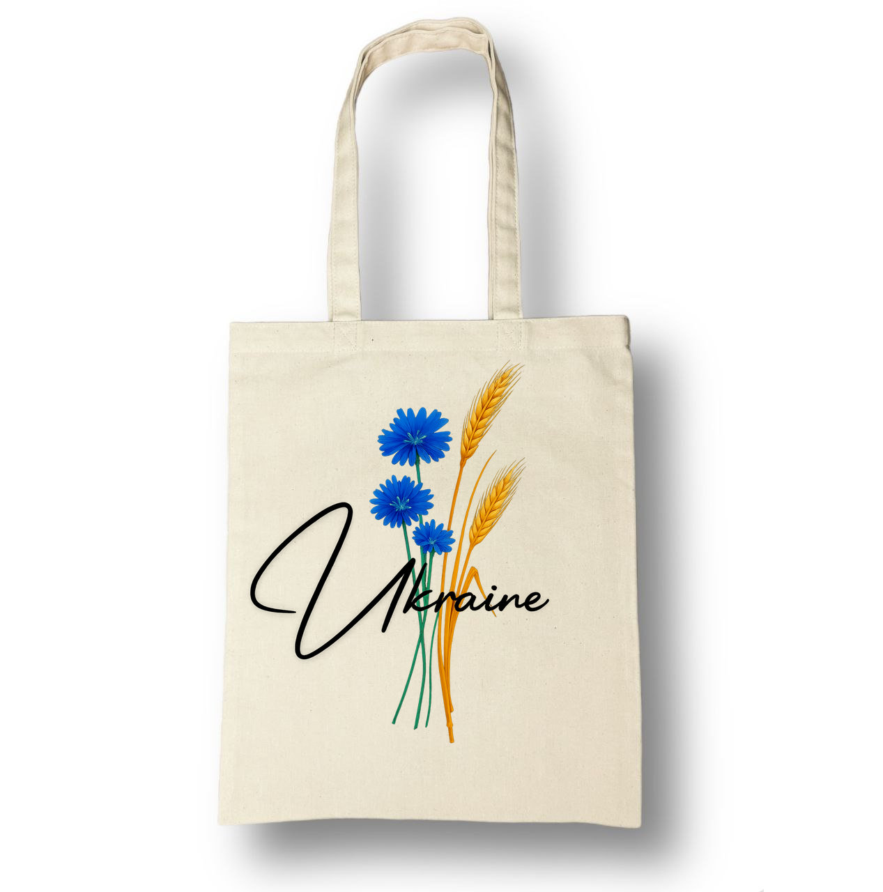 Шопер бежевий (натуральний колір) класичний з принтом "КОЛОСОК УКРАЇНА"
