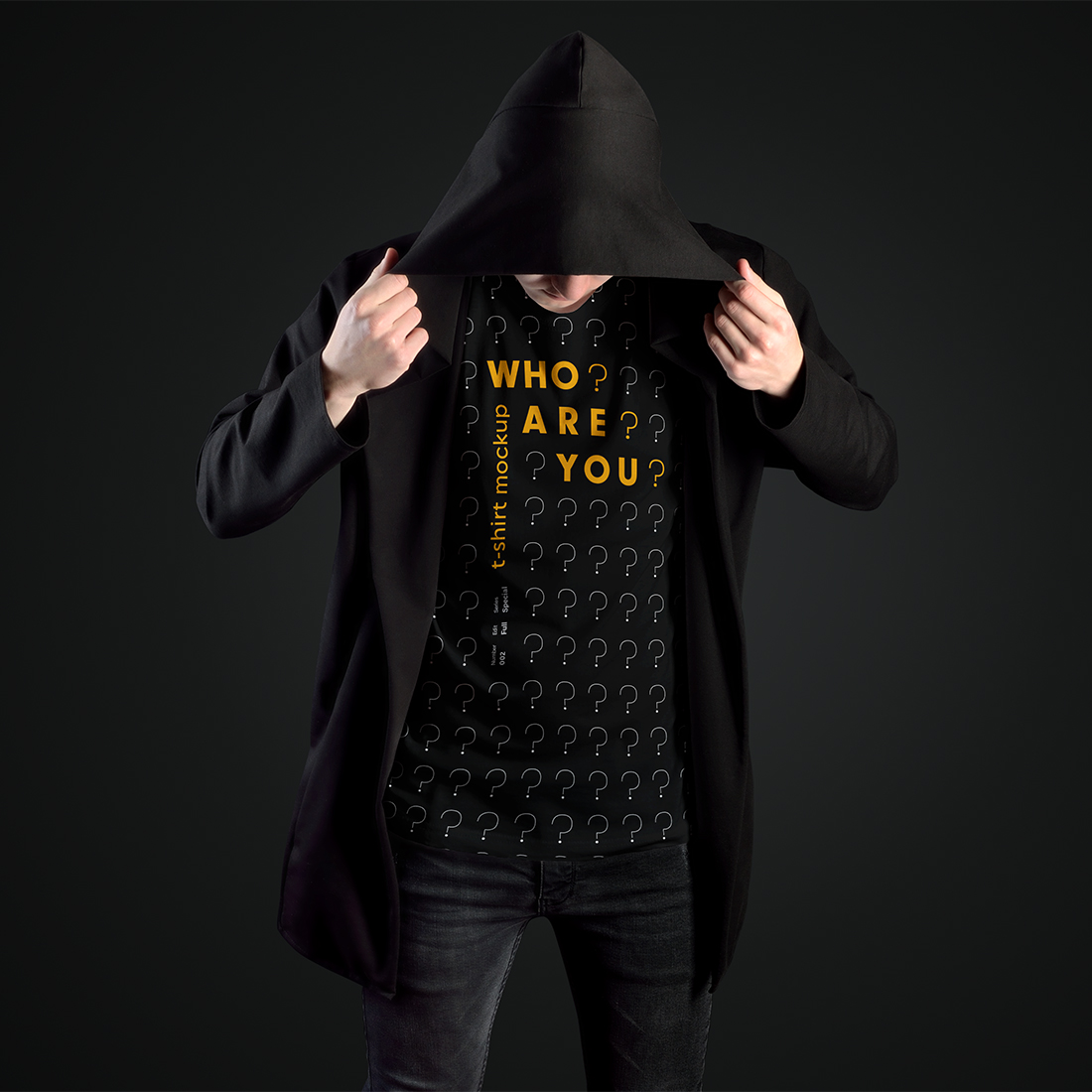 11 Mockup T-Shirts in a Black Mantle