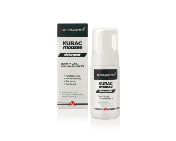 Ніжна пінка для вмивання з пребіотиками Braderm - Kurac Mousse