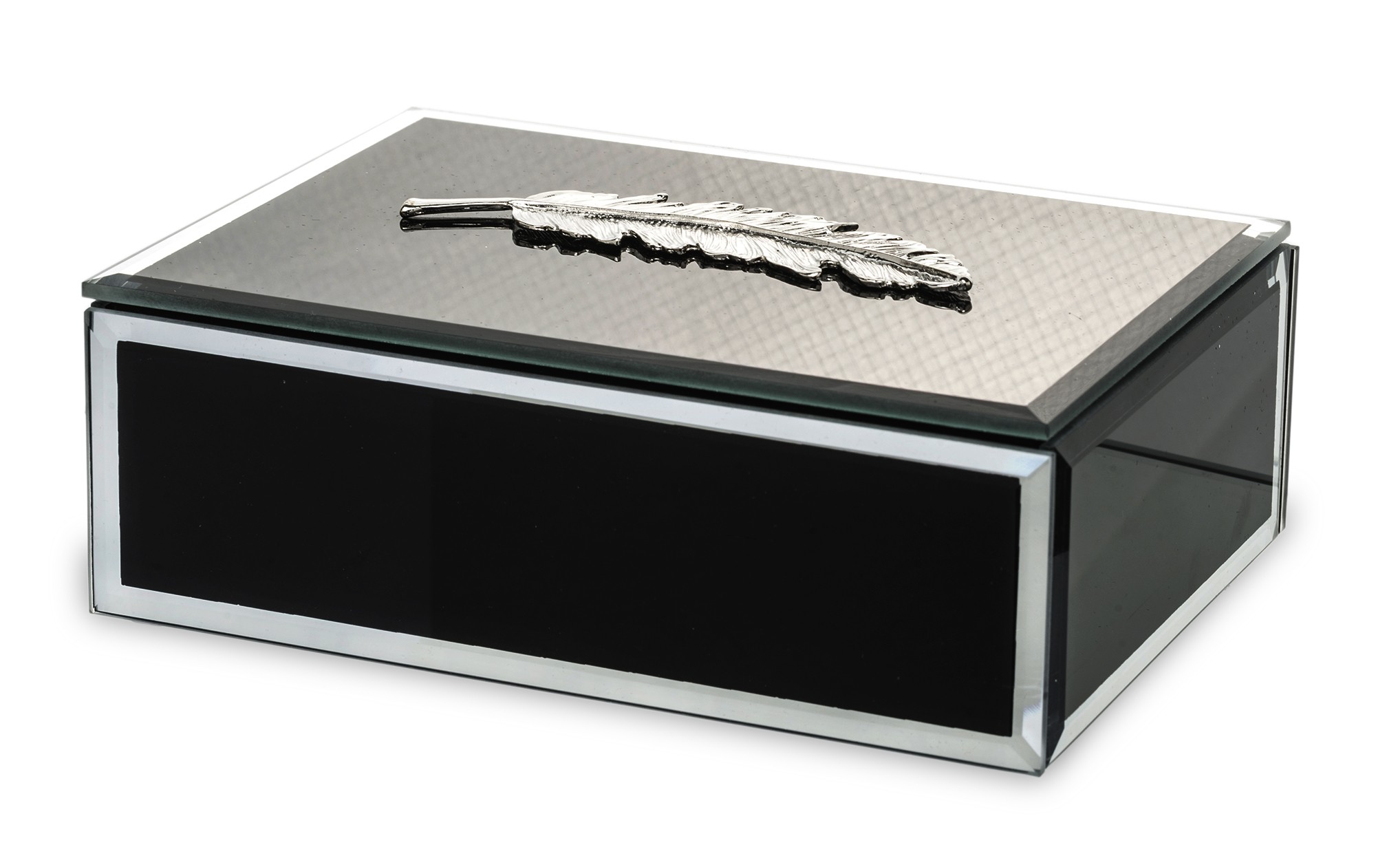 Скарбничка чорна зі сріблом 6×16×12 см скляна