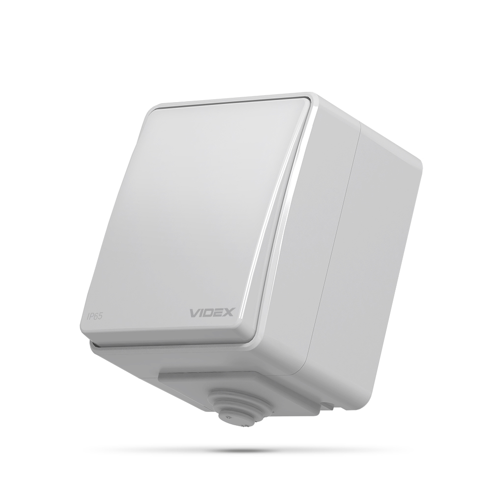 Вимикач зовнішній одноклавішний VIDEX BINERA IP65, сірий
