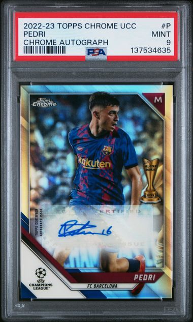 PEDRI 2022-23 TOPPS CHROME UEFA CLUB COMPETITIONS PSA 9