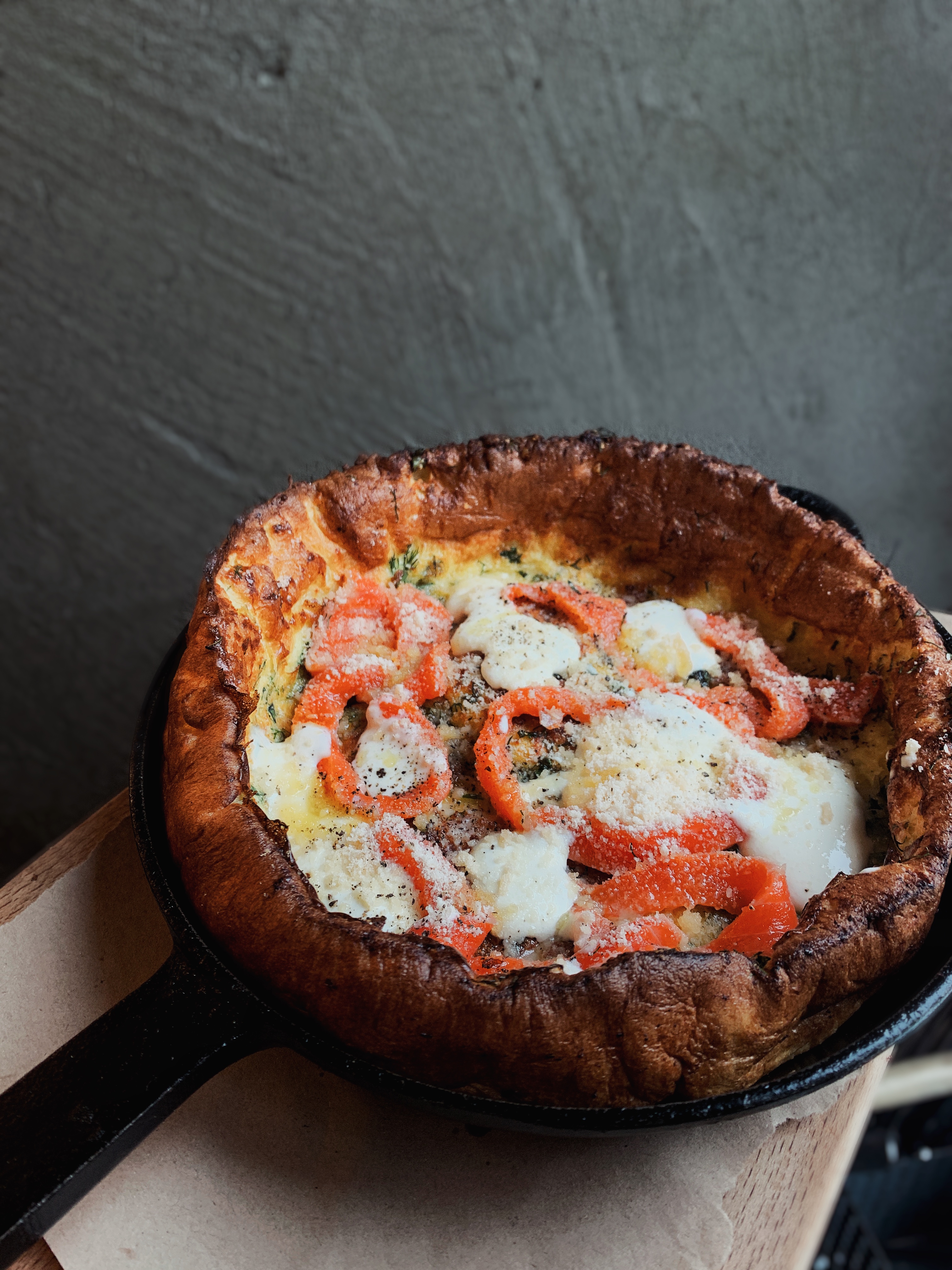 Danish pancake with lightly salted salmon