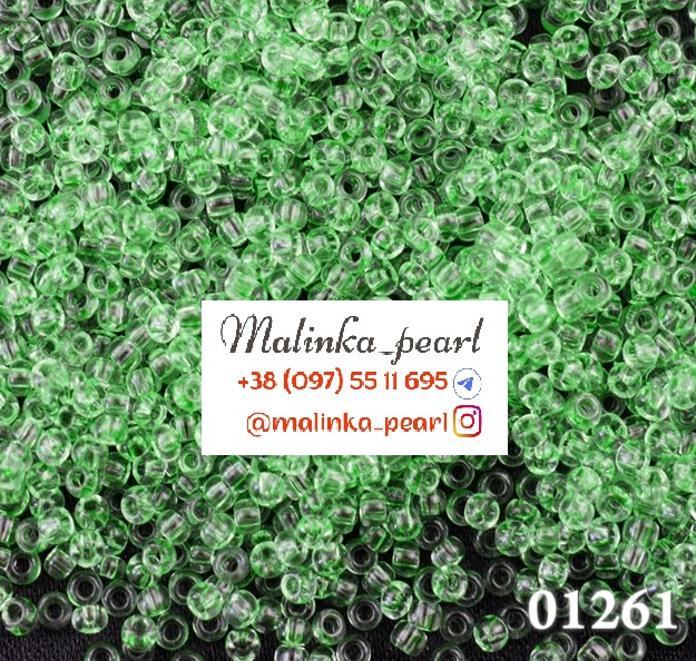 Бісер зелений холодний, кристальний