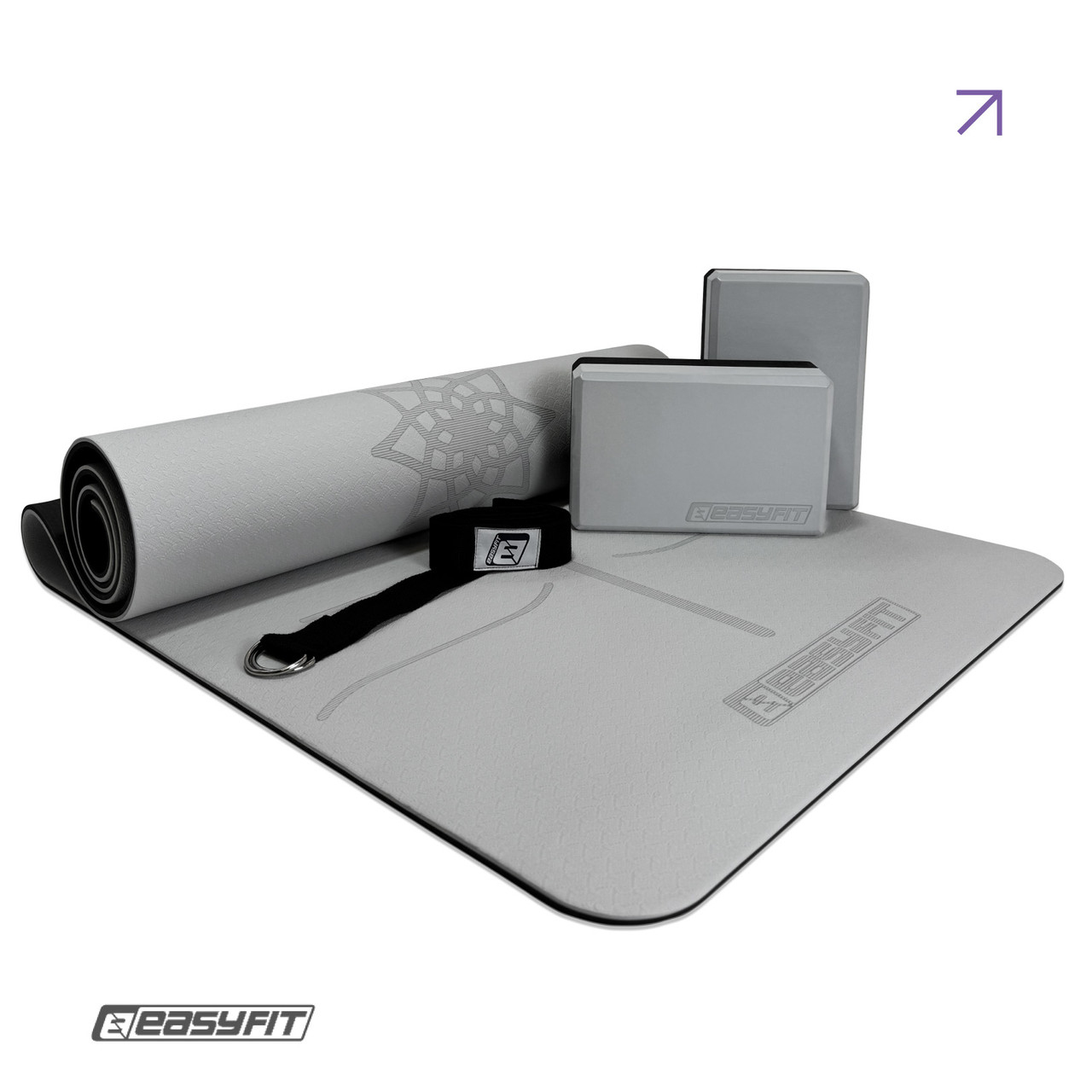 Набір для йоги та фітнесу EasyFit Polarity Set PRO (Stone): килимок, два блоки та ремінь