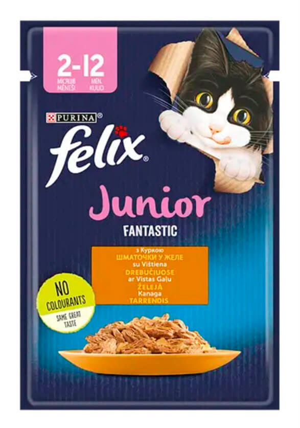 Фелікс Фантастік Джуніор З куркою. Шматочки у желе.  Конс/кот 85г
