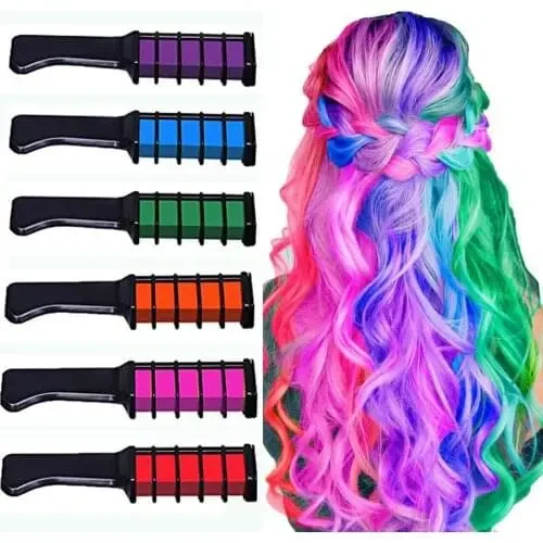 Набір крейди для волосся 10 шт Hair chalk Різнокольорові барвники гребінець для дітей та дорослих