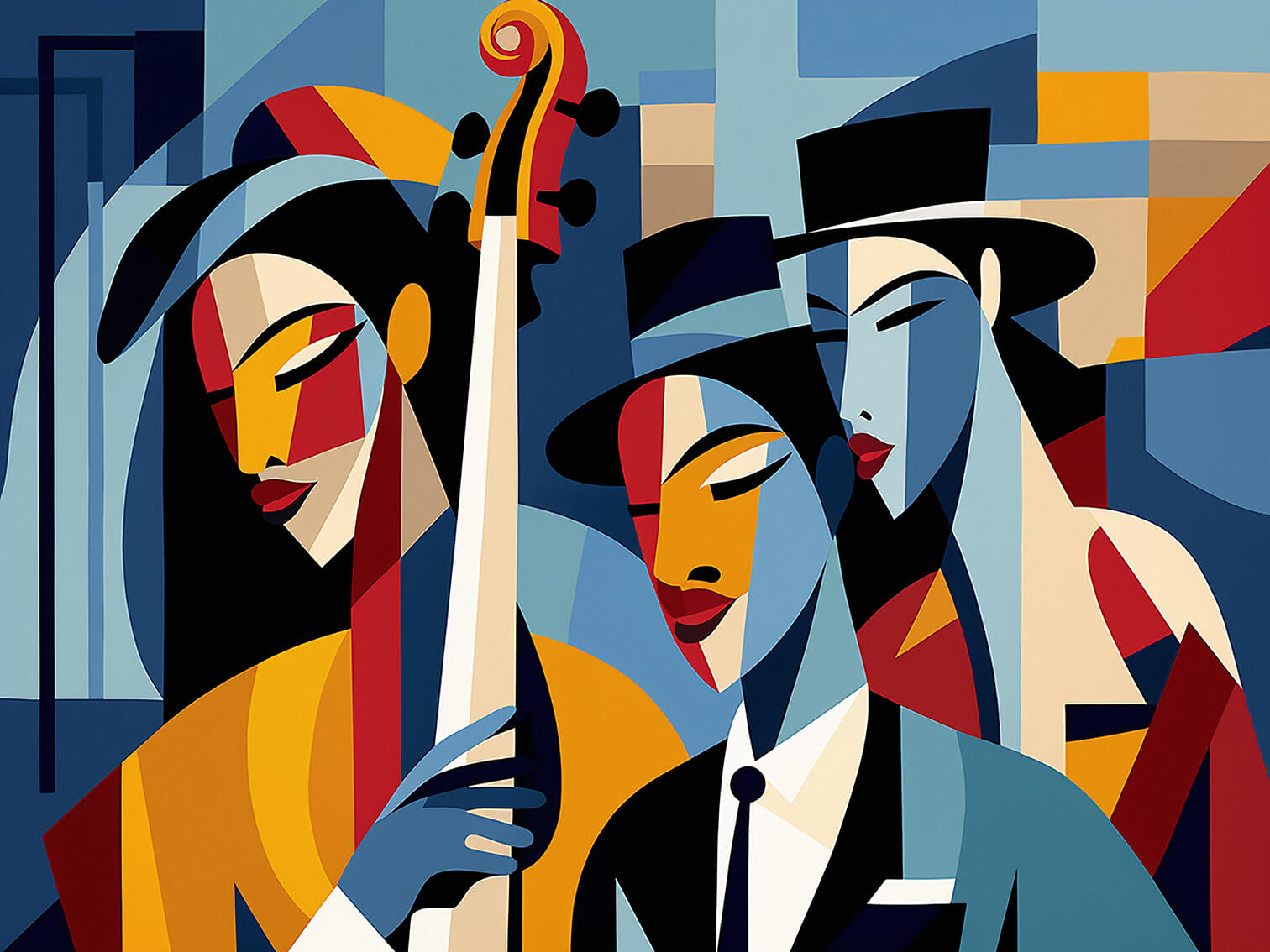 Trio, 60x80 cm, original acrylic painting on canvas